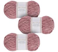 Utopia Crafts Country Wool Blend Aran - Hilo para tejer y ganchillo, 3 unidades, 100 g (rosa vintage)