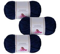 Utopia Crafts Cuddle - Hilo de chenilla suave para tejer y ganchillo, 3 unidades, 100 g (azul marino)