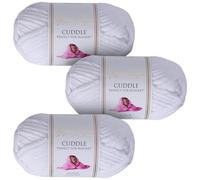 Utopia Crafts Cuddle - Hilo de chenilla suave para tejer y ganchillo, 3 unidades, 100 g, color blanco