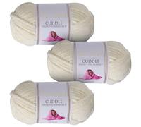Utopia Crafts Cuddle - Hilo de chenilla suave para tejer y ganchillo, 3 unidades, 100 g (color crema)