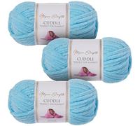 Utopia Crafts Cuddle - Hilo de chenilla suave para tejer y ganchillo, 3 unidades, 100 g (turquesa)
