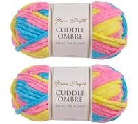 Utopia Crafts Cuddle Ombre - Ovillo de hilo suave de chenilla súper grueso para tejer y ganchillo, 2 unidades de 100 g (algodón de azúcar, 2 unidades de 100 g)