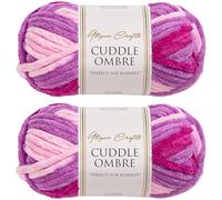 Utopia Crafts Cuddle Ombre - Ovillo de hilo suave de chenilla súper grueso para tejer y ganchillo, 2 unidades de 100 g (flor de bayo, 2 unidades de 100 g)