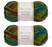 Utopia Crafts Cuddle Ombre - Ovillo de hilo suave de chenilla supergrueso para tejer y ganchillo, 2 unidades de 100 g (Forest Mist, 2 unidades de 100 g)