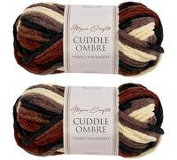 Utopia Crafts Cuddle Ombre - Ovillo de hilo suave de chenilla supergrueso para tejer y ganchillo, 2 unidades de 100 g (mezcla de capuchino, 2 unidades de 100 g)