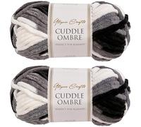 Utopia Crafts Cuddle Ombre - Ovillo de hilo suave de chenilla supergrueso para tejer y ganchillo, 2 unidades de 100 g (niebla monocromática, 2 unidades de 100 g)