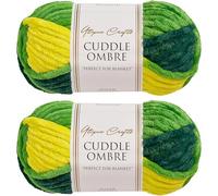Utopia Crafts Cuddle Ombre - Ovillo de hilo suave de felpilla súper grueso para tejer y ganchillo, 2 unidades de 100 g (hoja tropical, 2 unidades de 100 g)