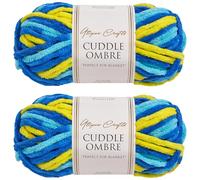 Utopia Crafts Cuddle Ombre - Ovillo de hilo suave de felpilla súper grueso para tejer y ganchillo, 2 unidades de 100 g (Ocean Sunrise, 2 unidades de 100 g)