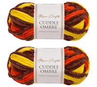 Utopia Crafts Cuddle Ombre - Ovillo de hilo suave de felpilla súper grueso para tejer y ganchillo, 2 unidades de 100 g (especias otoñales, 2 unidades de 100 g)