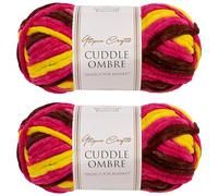 Utopia Crafts Cuddle Ombre - Ovillo de hilo suave de felpilla súper grueso para tejer y ganchillo, 2 unidades de 100 g (ponche tropical, 2 unidades de 100 g)