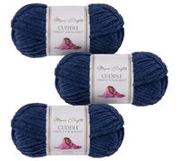 Utopia Crafts Cuddle - Ovillo de chenilla suave para tejer y ganchillo, 3 unidades, 100 g (índigo)
