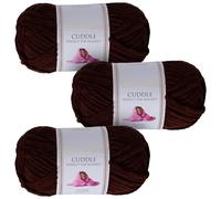 Utopia Crafts Cuddle Super Chunky Chenille Yarn Brown, 100g 60m Ball, Fluffy, Soft & Easy to Use, Perfect for Crochet & Knitting, Machine Washable, Beginner-Friendly Wool Alternative - Pack of 3