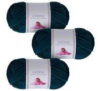 Utopia Crafts Cuddle Super Chunky Chenille Yarn Emerald Green, 100g 60m Ball, Fluffy, Soft & Easy to Use, Ideal for Crochet & Knitting, Machine Washable, Beginner-Friendly Wool Alternative - Pack of 3