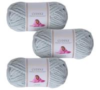 Utopia Crafts Cuddle Super Chunky Chenille Yarn Light Grey, 100g 60m Ball, Fluffy, Soft & Easy to Use, Perfect for Crochet & Knitting, Machine Washable, Beginner-Friendly Wool Alternative - Pack of 3