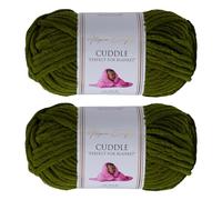 Utopia Crafts Cuddle Super Chunky Chenille Yarn Olive Green, 100g 60m Ball, Fluffy, Soft & Easy to Use, Perfect for Crochet & Knitting, Machine Washable, Beginner-Friendly Wool Alternative - Pack of 2