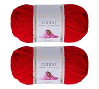 Utopia Crafts Cuddle Super Chunky Chenille Yarn Red, 100g 60m Ball, Fluffy, Soft & Easy to Use, Perfect for Crochet & Knitting, Machine Washable, Beginner-Friendly Wool Alternative - Pack of 2