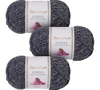 Utopia Crafts Cuddle Super Chunky Chenille Yarn Stormy Charcoal 100g 60m Ball, Fluffy Soft & Easy to Use, Ideal for Crochet & Knitting, Machine Washable, Beginner-Friendly Wool Alternative - Pack of 3