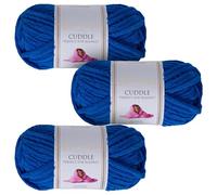 Utopia Crafts Cuddle Super Chunky - Hilo de chenilla suave para tejer y ganchillo, 3 unidades, 100 g (azul rey)