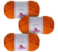 Utopia Crafts Cuddle Super Chunky - Hilo de chenilla suave para tejer y ganchillo, 3 unidades, 100 g (color naranja calabaza)