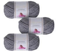 Utopia Crafts Cuddle Super Chunky - Hilo de chenilla suave para tejer y ganchillo, 3 unidades, 100 g (gris medio)