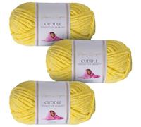 Utopia Crafts Cuddle Super Chunky - Hilo de chenilla suave para tejer y ganchillo, 3 unidades, 100 g (limón)