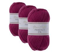 Utopia Crafts DK Double Knitting Yarn 100g (Dark Raspberry) (Paquete de 3)