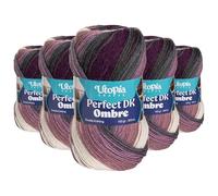 Utopia Crafts DK Ombre 004 - Ovillo de lana doble para tejer (5 unidades, 100 g)