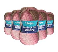 Utopia Crafts DK Ombre 005 - Ovillo de lana doble multicolor para tejer (5 unidades, 100 g)