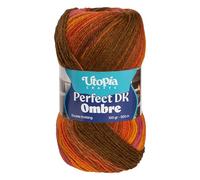Utopia Crafts Hilo DK Ombre 100g - Suave Lana Acrílica para Tejer y Ganchillo, 300m de Longitud, Certificado Oeko-Tex 100, Aguja n°3,75-4,5mm, Degradado Multicolor (006)