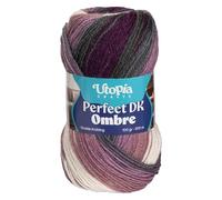 Utopia Crafts Hilo DK Ombre 100g - Suave Lana Acrílica para Tejer y Ganchillo, 300m de Longitud, Certificado Oeko-Tex 100, Aguja n°3,75-4,5mm, Degradado Multicolor (004)