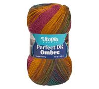 Utopia Crafts Hilo DK Ombre 100g - Suave Lana Acrílica para Tejer y Ganchillo, 300m de Longitud, Certificado Oeko-Tex 100, Aguja n°3,75-4,5mm, Degradado Multicolor (007)
