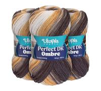 Utopia Crafts Hilo DK Ombre Pack de 3-3x100g Suave Lana Acrílica, 900m en Total, Degradado Multicolor para Tejer y Ganchillo, Certificado Oeko-Tex 100, Aguja n°3,75-4,5mm (003)