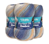 Utopia Crafts Hilo DK Ombre Pack de 3-3x100g Suave Lana Acrílica, 900m en Total, Degradado Multicolor para Tejer y Ganchillo, Certificado Oeko-Tex 100, Aguja n°3,75-4,5mm (001)