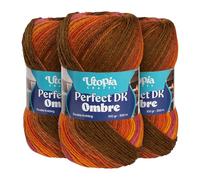 Utopia Crafts Hilo DK Ombre Pack de 3-3x100g Suave Lana Acrílica, 900m en Total, Degradado Multicolor para Tejer y Ganchillo, Certificado Oeko-Tex 100, Aguja n°3,75-4,5mm (006)