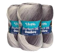 Utopia Crafts Hilo DK Ombre Pack de 3-3x100g Suave Lana Acrílica, 900m en Total, Degradado Multicolor para Tejer y Ganchillo, Certificado Oeko-Tex 100, Aguja n°3,75-4,5mm (008)