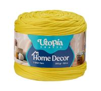 Utopia Crafts Home Decor Trapillo para Ganchillo, 300g Hilo de Camiseta Grueso Suave Elástico para Cestas Bolsos Alfombras, Hilo Tejido para Principiantes, Decoración Hogar (Amarillo Limón)