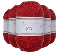 Utopia Crafts JOY DK - Ovillo de hilo acrílico (5 unidades, 50 g, 250 g), color rojo rubí