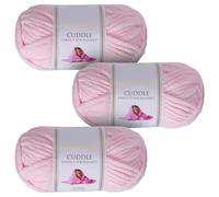 Utopia Crafts Ovillo Lana de Chenilla Gruesa Para Crochet y Tejer a Mano Baby Pink, 100 g/60 m, Esponjosa, Suave, Ideal Principiantes. Lavable a Máquina, Alternativa a Lana Animal, 3 unidades