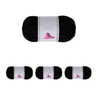 Utopia Crafts Ovillo Lana de Chenilla Gruesa Para Crochet y Tejer a Mano Black, 100 g/60 m, Esponjosa, Suave, Ideal Principiantes. Lavable a Máquina, Alternativa a Lana Animal (Paquete de 4)