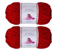 Utopia Crafts Ovillo Lana de Chenilla Gruesa Para Crochet y Tejer a Mano Cherry Red, 100 g/60 m, Esponjosa, Suave, Ideal Principiantes. Lavable a Máquina, Alternativa a Lana Animal, 2 unidades