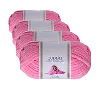 Utopia Crafts Ovillo Lana de Chenilla Gruesa Para Crochet y Tejer a Mano Hot Pink, 100 g/60 m, Esponjosa, Suave, Ideal Principiantes. Lavable a Máquina, Alternativa a Lana Animal (Paquete de 4)