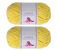 Utopia Crafts Ovillo Lana de Chenilla Gruesa Para Crochet y Tejer a Mano Lemon Yellow, 100 g/60 m, Esponjosa, Suave, Ideal Principiantes. Lavable a Máquina, Alternativa a Lana Animal, 2 unidades