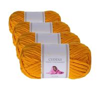 Utopia Crafts Ovillo Lana de Chenilla Gruesa Para Crochet y Tejer a Mano Mustard, 100 g/60 m, Esponjosa, Suave, Ideal Principiantes. Lavable a Máquina, Alternativa a Lana Animal (Paquete de 4)