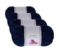 Utopia Crafts Ovillo Lana de Chenilla Gruesa Para Crochet y Tejer a Mano Navy Blue, 100 g/60 m, Esponjosa, Suave, Ideal Principiantes. Lavable a Máquina, Alternativa a Lana Animal (Paquete de 4)