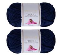 Utopia Crafts Ovillo Lana de Chenilla Gruesa Para Crochet y Tejer a Mano Navy Blue, 100 g/60 m, Esponjosa, Suave, Ideal Principiantes. Lavable a Máquina, Alternativa a Lana Animal, 2 unidades