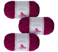 Utopia Crafts Ovillo Lana de Chenilla Gruesa Para Crochet y Tejer a Mano Purple, 100 g/60 m, Esponjosa, Suave, Ideal Principiantes. Lavable a Máquina, Alternativa a Lana Animal, 3 unidades