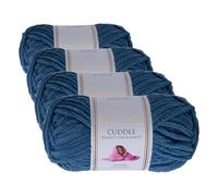 Utopia Crafts Ovillo Lana de Chenilla Gruesa Para Crochet y Tejer a Mano Saxe Blue, 100 g/60 m, Esponjosa, Suave, Ideal Principiantes. Lavable a Máquina, Alternativa a Lana Animal (Paquete de 4)
