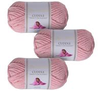 Utopia Crafts Ovillo Lana de Chenilla Gruesa Para Crochet y Tejer a Mano Soft Pink, 100 g/60 m, Esponjosa, Suave, Ideal Principiantes. Lavable a Máquina, Alternativa a Lana Animal, 3 unidades