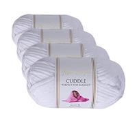 Utopia Crafts Ovillo Lana de Chenilla Gruesa Para Crochet y Tejer a Mano White, 100 g/60 m, Esponjosa, Suave, Ideal Principiantes. Lavable a Máquina, Alternativa a Lana Animal (Paquete de 4)