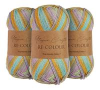 Utopia Crafts Re-Colour Knitting & Crochet Yarn 3x 100g (Fresh Blooms)